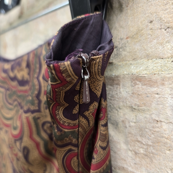 Lauren Ralph Lauren Paisley Silk Flared A-line Skirt Damson Plum Paisley Size 12 - Picture 8 of 10